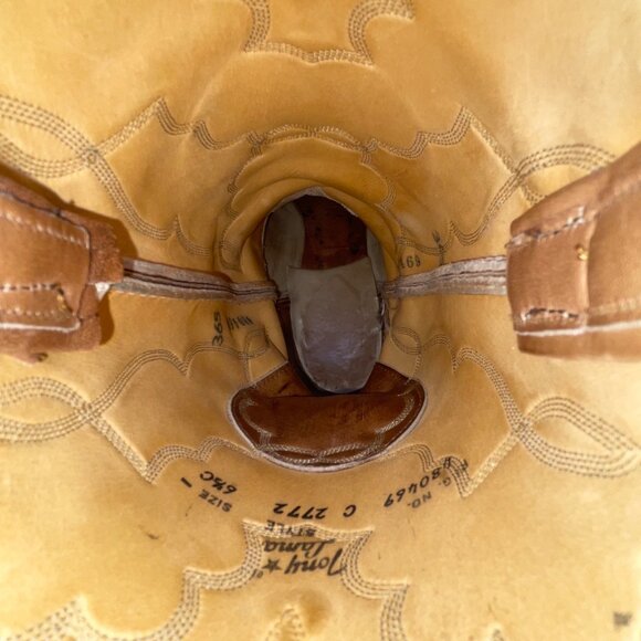 Tony Lama Men’s Tan Brown Leather Vintage Style Western Cowboy Boots Size 6.5D - Picture 8 of 11